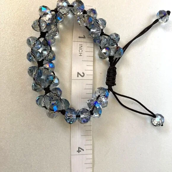 vintage Smokey Gray Iridescent Crystal Bead Shamballa style bracelet - Picture 3 of 4